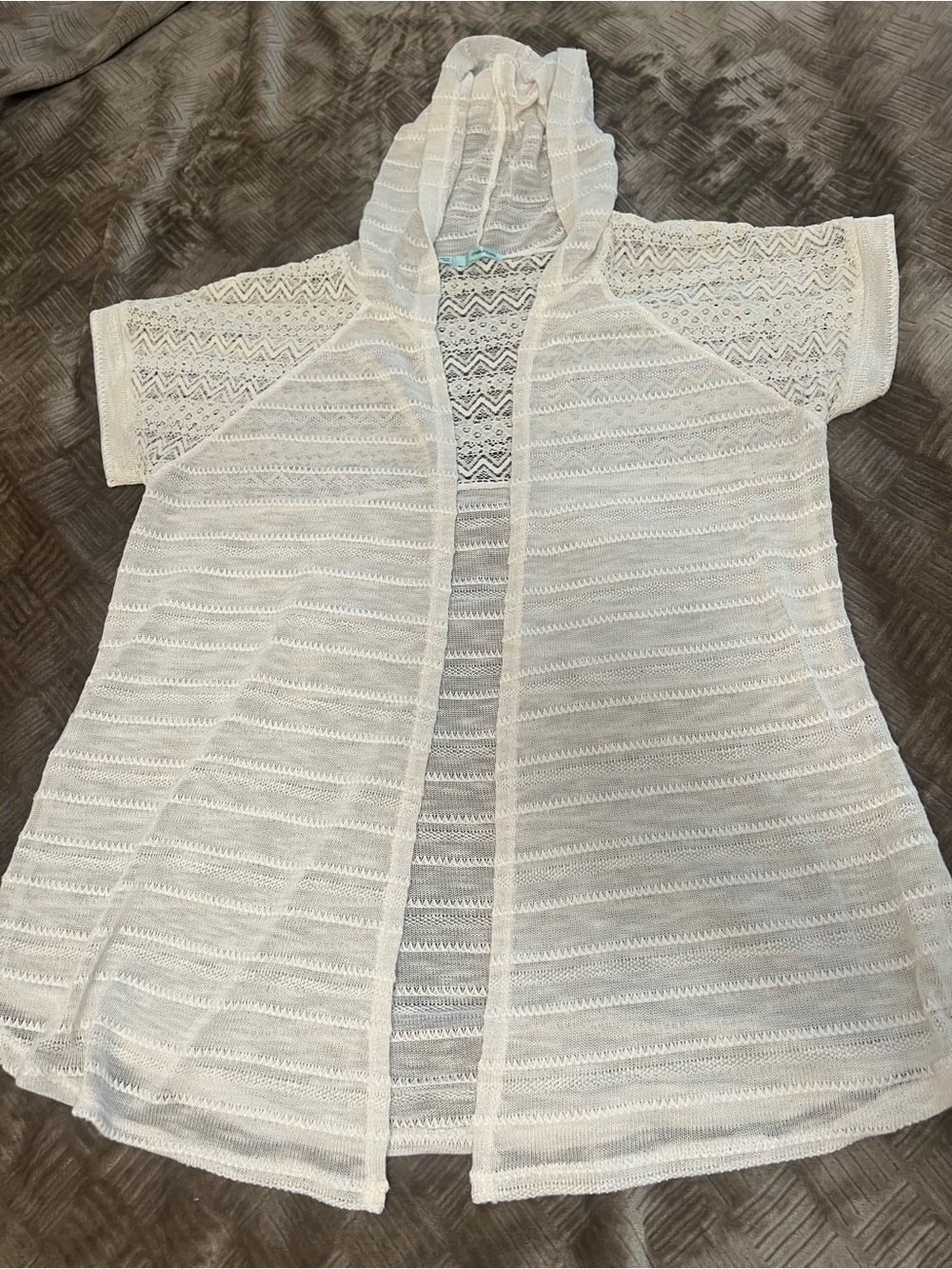 Maurices Lightweight Hooded Crochet Cover-Up in Off-White